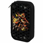 Пенал ЮНЛАНДИЯ, 2 отделения, ламинированный картон, конгрев, 19х11 см, "Fire moto", 273496