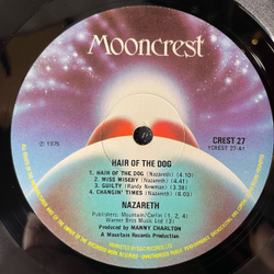 Винтажная виниловая пластинка LP Nazareth Hair Of The Dog (Англия 1975) Mooncrest