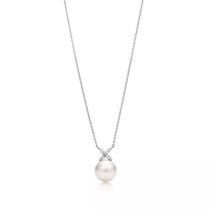 Подвеска из платины с бриллиантами и жемчугом, Tiffany 💠Victoria. В наличии