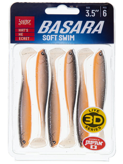 Виброхвост LUCKY JOHN Basara Soft Swim 3D, 3.5in (89 мм), цвет PG18, 6 шт., арт. 140403-PG18