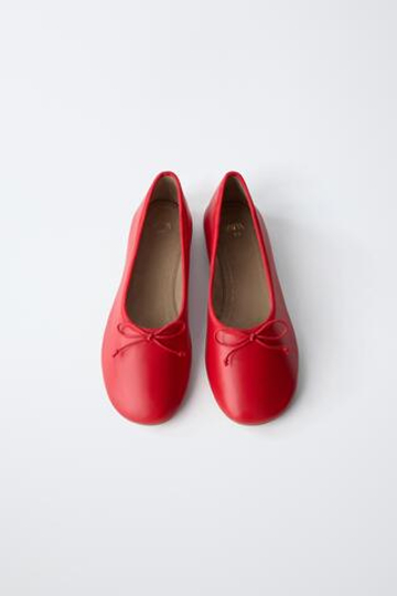 ZARA БАЛЕТКИ С БАНТИКОМ, КРАСНЫЙ