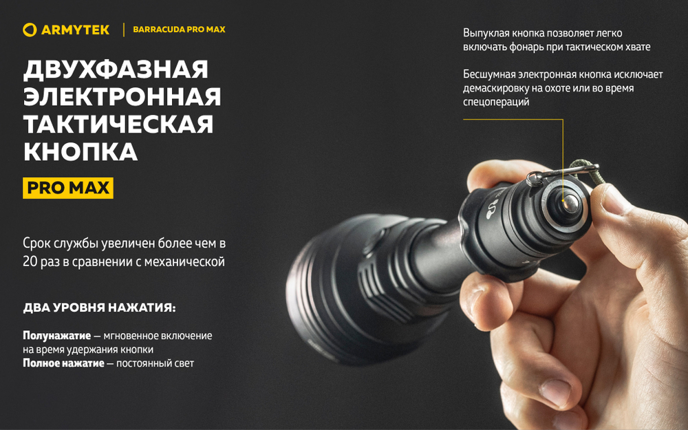 Фонарь Armytek Barracuda Pro Max Magnet USB 2800 люмен F10501C