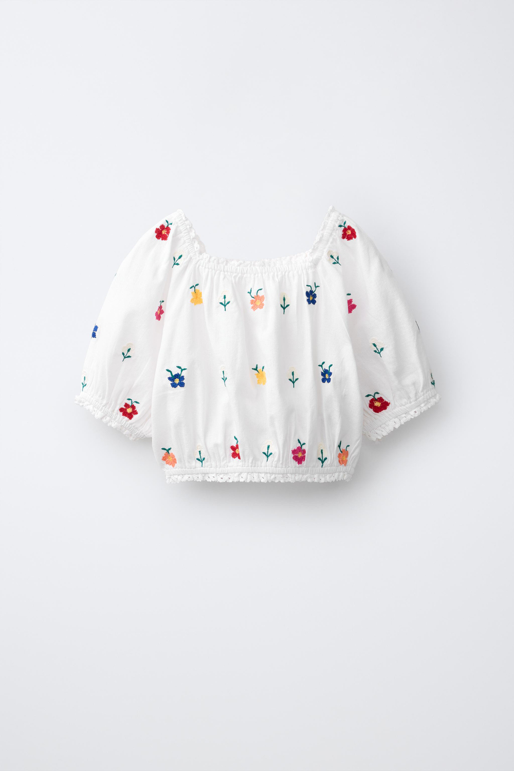 ZARA БЛУЗА ИЗ ТКАНИ С ВЫШИВКОЙ, РАЗНОЦВЕТНЫЙ
