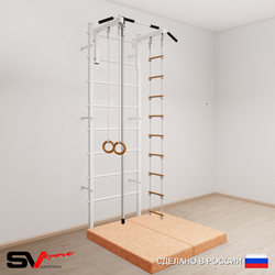 Шведская стенка Sv Sport 5024 (Турник стандарт/Канат/Кольца/Лестница/Мат 1м)