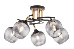 Люстра потолочная Rilon 4728/5 CF+FG, 5×40 Вт, золотая и чёрная