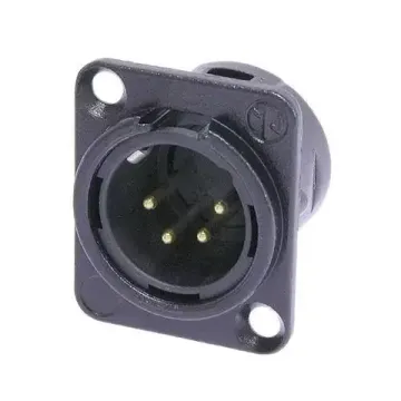 Neutrik NC4MD-L-B-1 панельный разъем XLR male черненый корпус, золоченые контакты 4 контакта