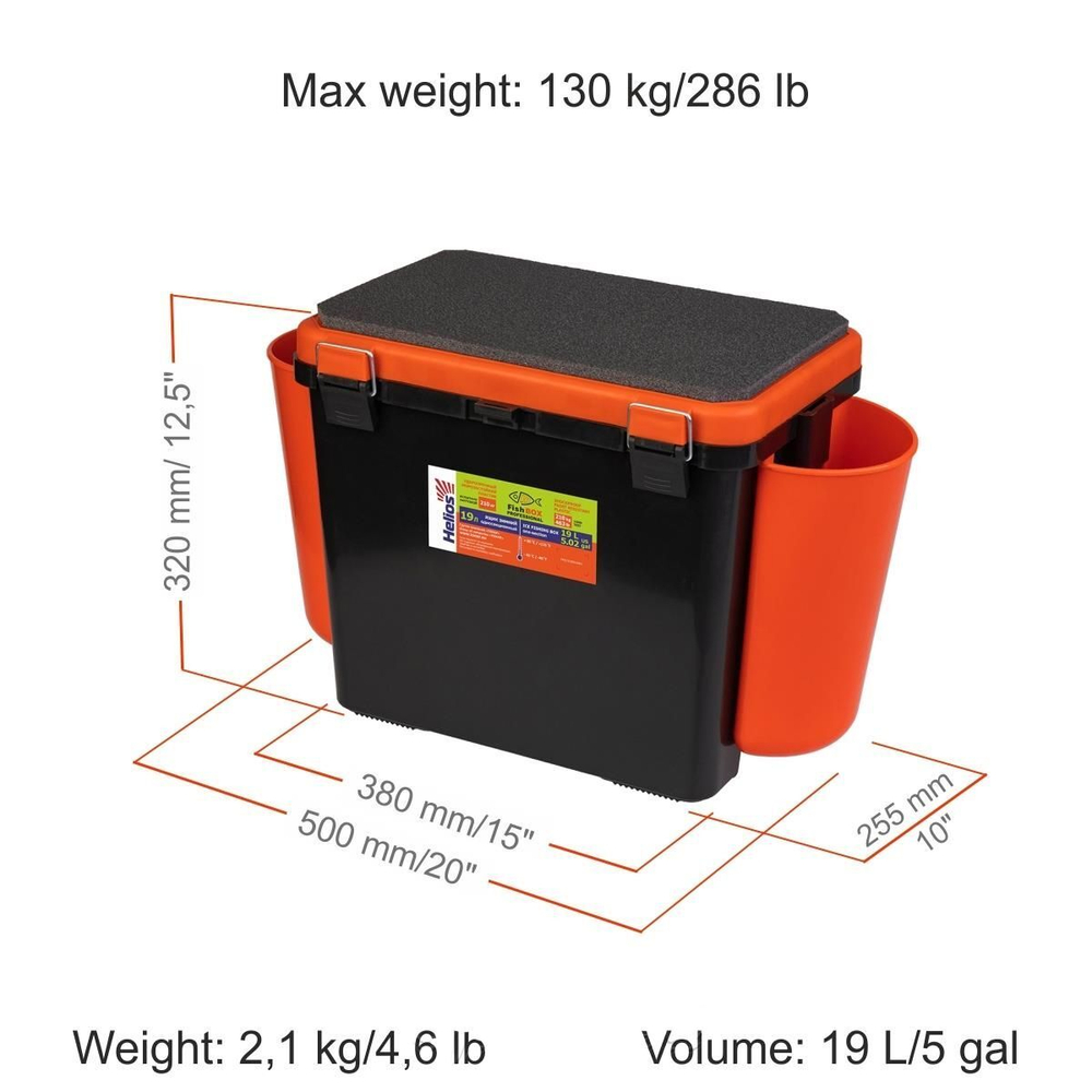 Ящик для зимней рыбалки Helios FishBox (10л) оранжевый
