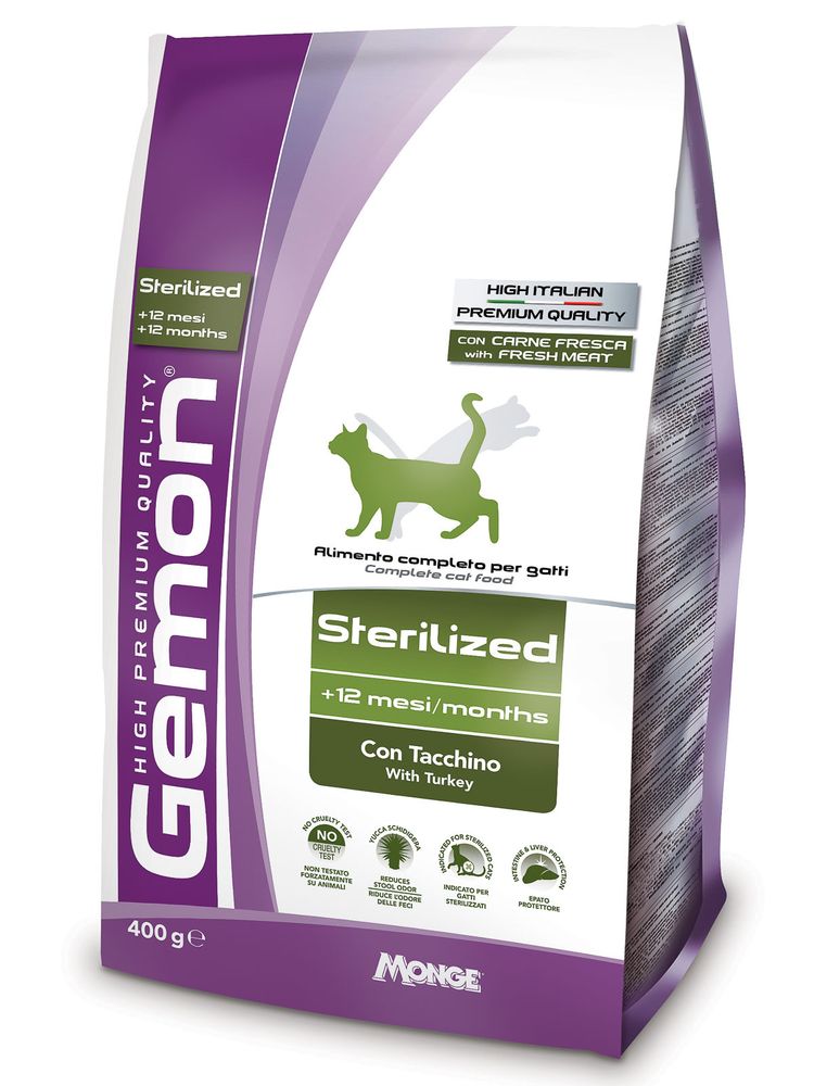 Сухой корм Gemon Cat Sterilized для стерилизованных кошек, с индейкой 400 г Сухой корм Gemon Cat Sterilized для стерилизованных кошек, с индейкой 400 г