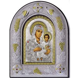 Иерусалимская икона Божией Матери серебряная. 24 х 29 см.