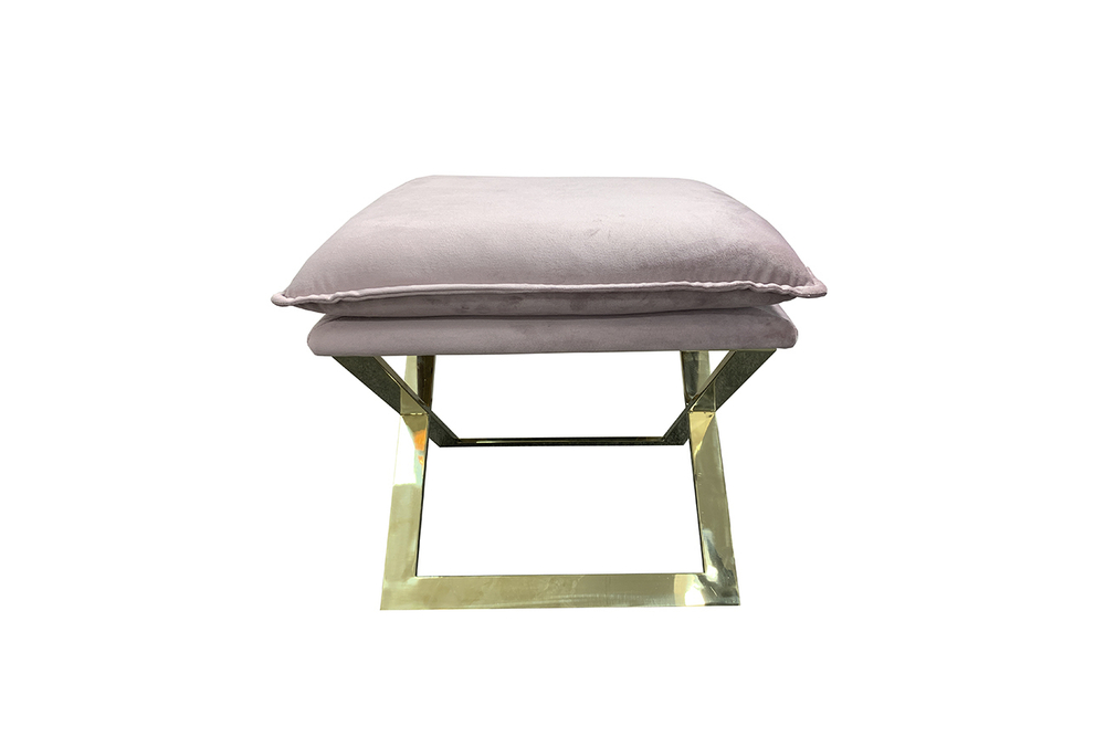 Пуф велюровый 46x45x47см Garda Decor розовый на золотыx опораx