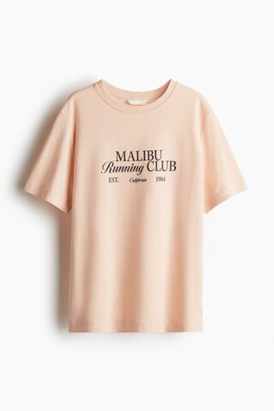 Футболка с принтом — Персиковый/Malibu Running Club - H&M