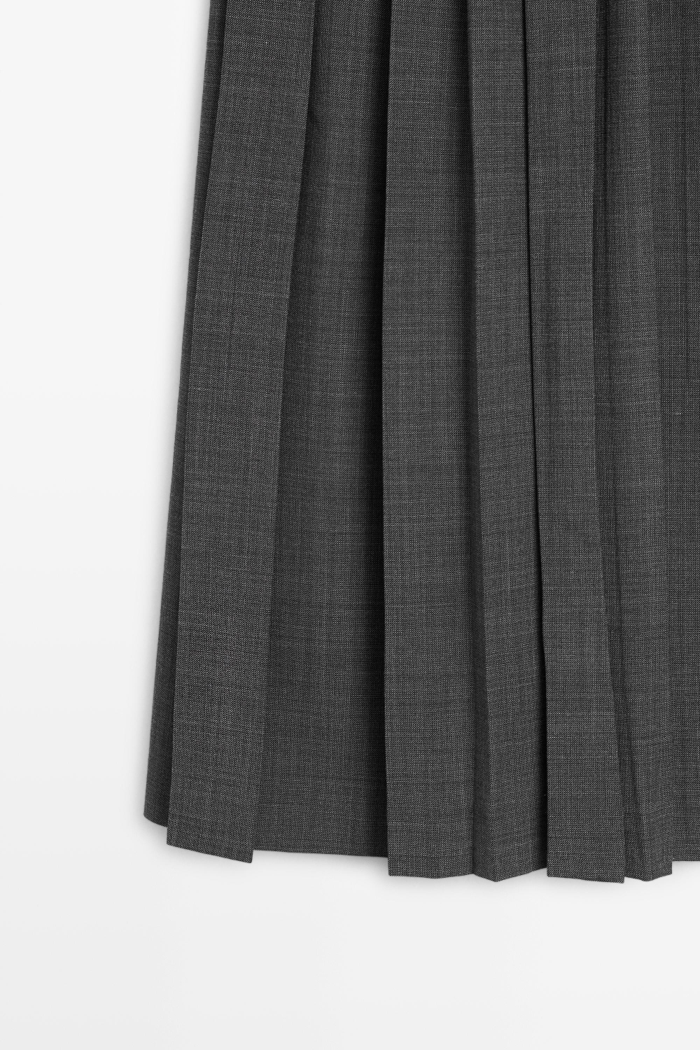 Massimo Dutti Плиссированная юбка миди из шерстяной смеси, серый