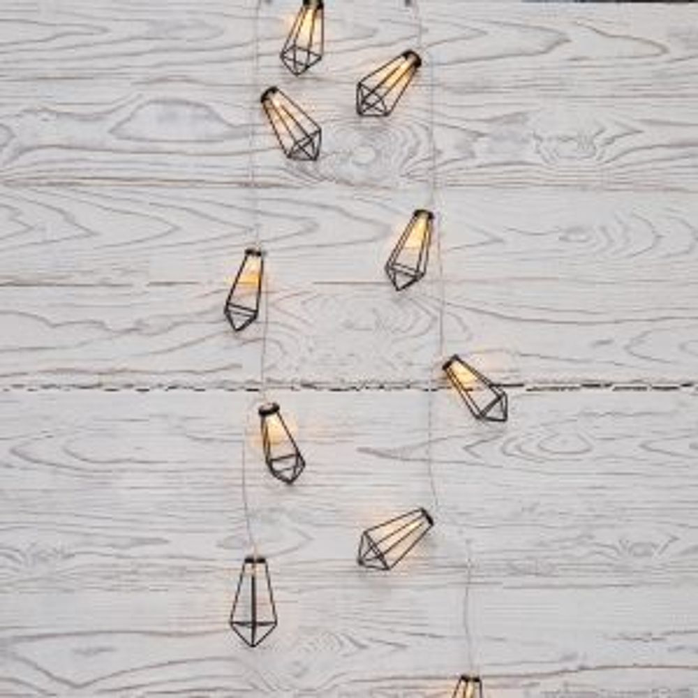 Гирлянда светодиодная Кристаллы черные 10 LED, 1,5 м, прозрачный ПВХ, теплый белый свет свечения, 2