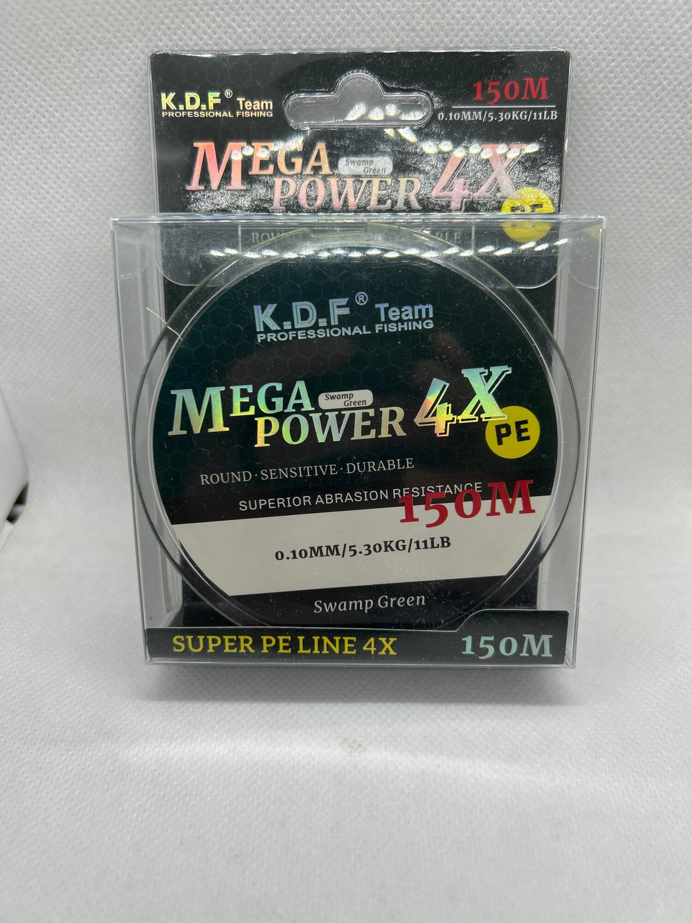 Шнур плетеный KDF MegaPower, 0,10 мм, 150м, разрывная нагрузка 5,3 кг, зеленый