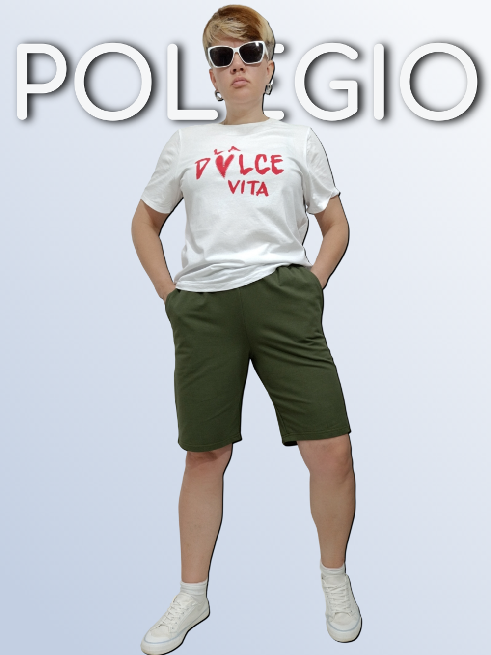 3304 Шорты с карманами футер 2-х нитка хаки (52)