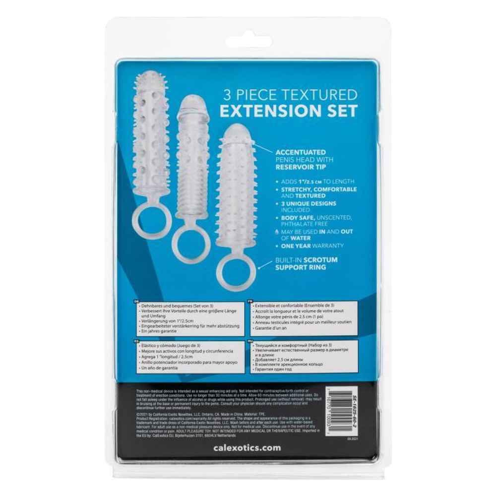 Набор из 3 прозрачных насадок 3 Piece Textured Extension Set (Цвет: прозрачный)