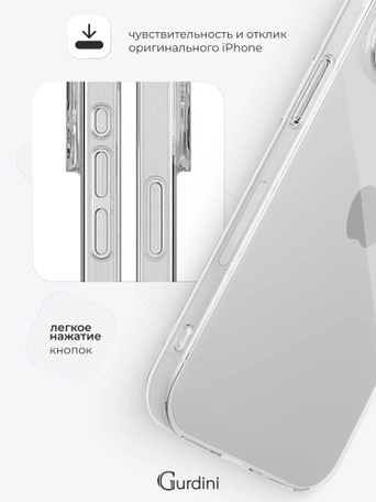 Чехол накладка iPhone 14 Pro Max 6.7" Gurdini силикон Ultra Twin 1 mm прозрачный