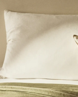 ZARA HOME ОДНОТОННЫЙ ЛЬНЯНОЙ ЧЕХОЛ ДЛЯ ДЕКОРАТИВНОЙ ПОДУШКИ, ЭКРЮ
