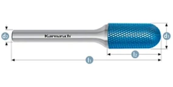 Борфреза твердосплавная Karnasch форма F, 3х8х3х38 мм, насечка HP-11 Micro, покрытие Blue-Tec, арт. 11.6084-010