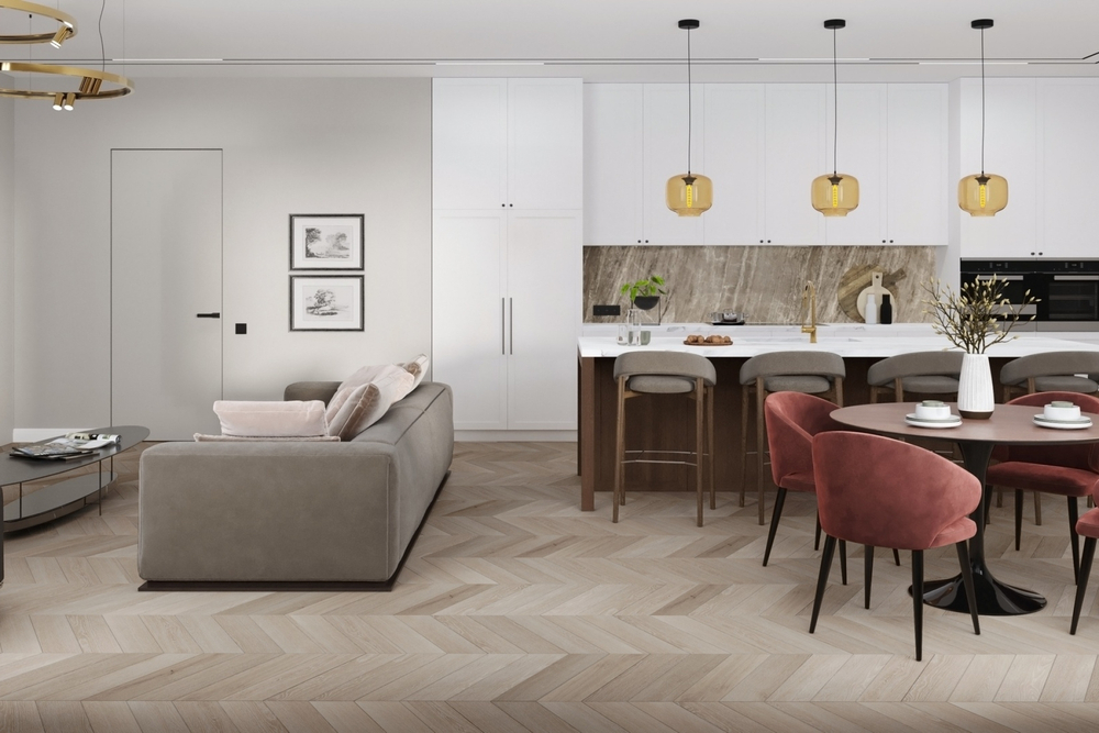 Кварц-винил SPC Damy Floor Chevron SPC 5 мм ПАЛЕ-РОЯЛЬ 1.676 м2