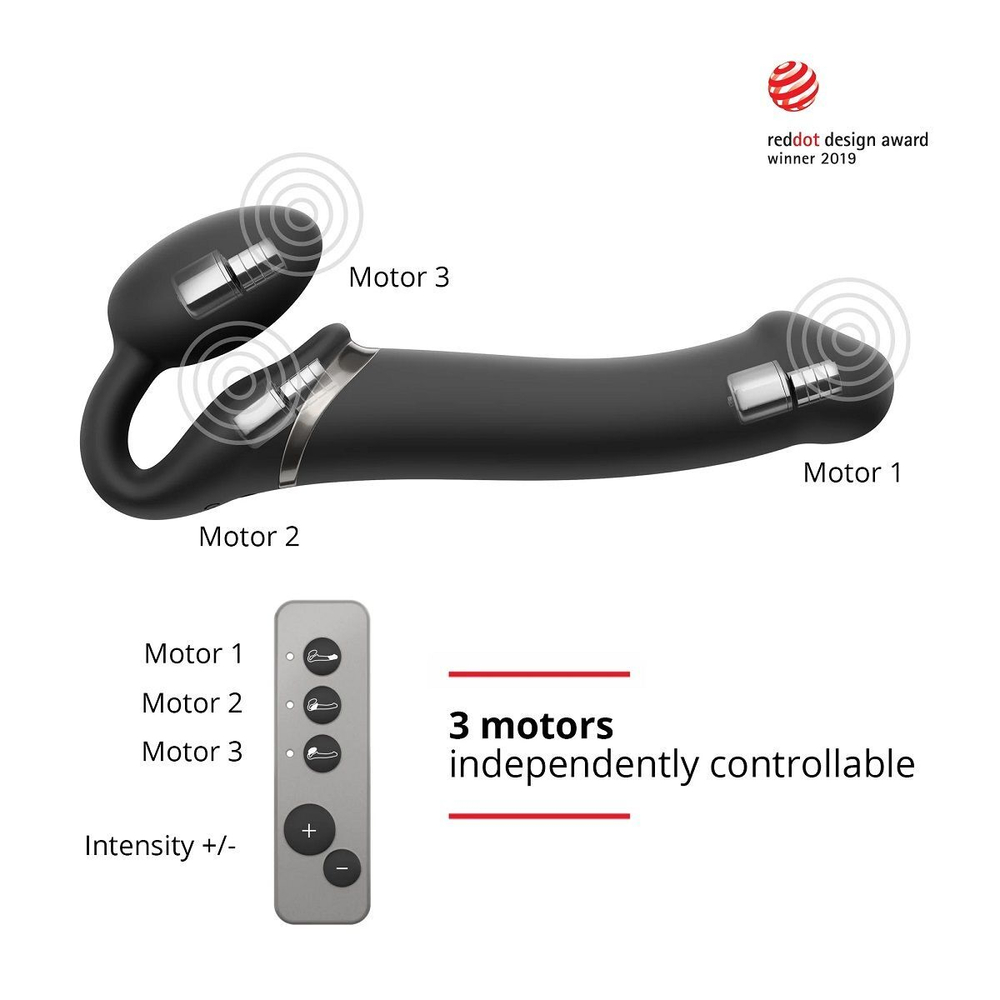 Черный безремневой вибрострапон Silicone Bendable Strap-On - size XL (Цвет: черный)
