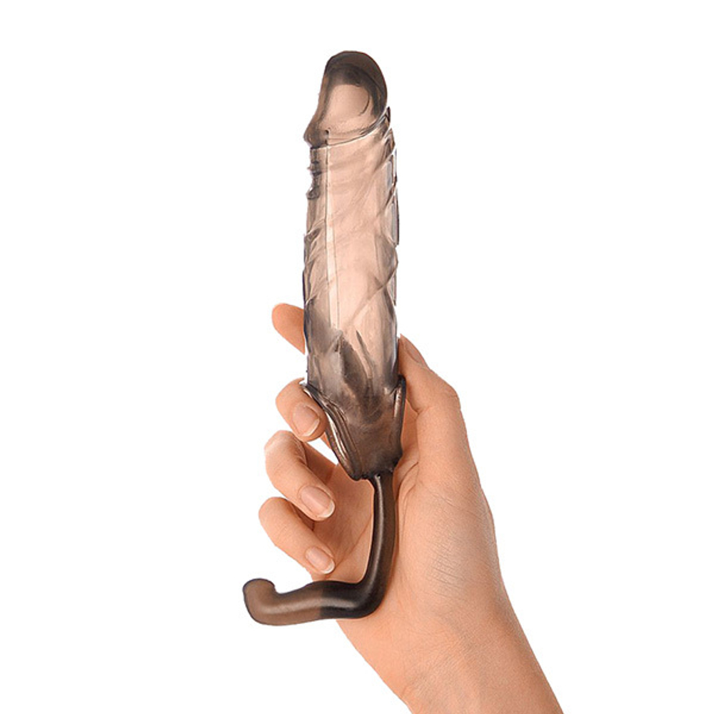 Дымчатая закрытая насадка с подхватом и анальным стимулятором ToyFa XLover 748027