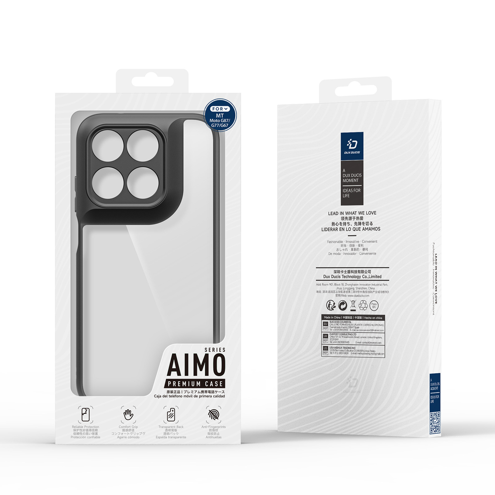Чехол прозрачный с черными рамками для Motorola G87, G77 и G67, серия Aimo Series Case от Dux Ducis