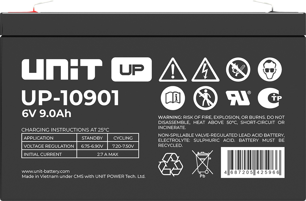Аккумулятор UNIT UP-10901 - AGM ( 6В / 9Ач )