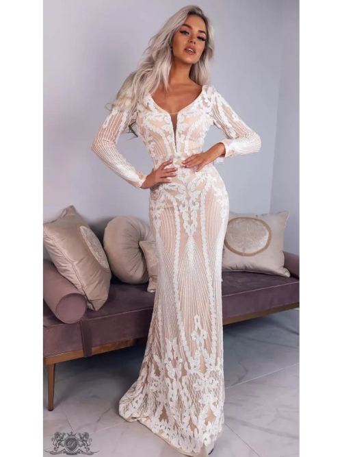 шикарное белое макси платье с пайетками + plus size
