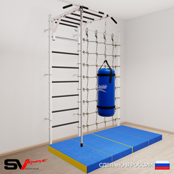 Шведская стенка Sv Sport усиленная 62960 (Турник рукоход/Канат/Цепь/Мешок 22кг/Мат 2м/Канатный лаз)