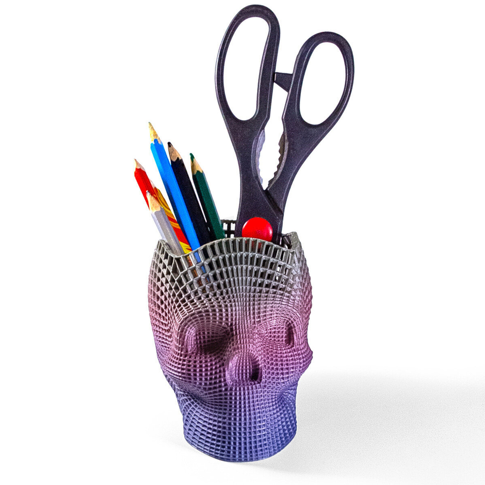Подставка для карандашей, конфетница, 3D печать, череп-сетка, цветная