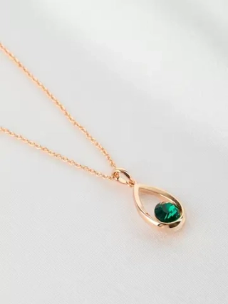 Кулон-капля Белла с зеленым кристаллом Swarovski