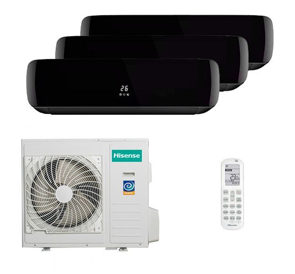 Мульти сплит-система Hisense на 3 комнаты (35+35+35 кв.м.) Black
