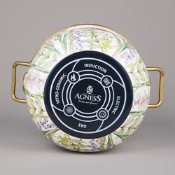 НАБОР КАСТРЮЛЬ AGNESS ЭМАЛИРОВАННЫХ СЕРИЯ "IRISES", 4ПР. 2,1Л И 3,8Л