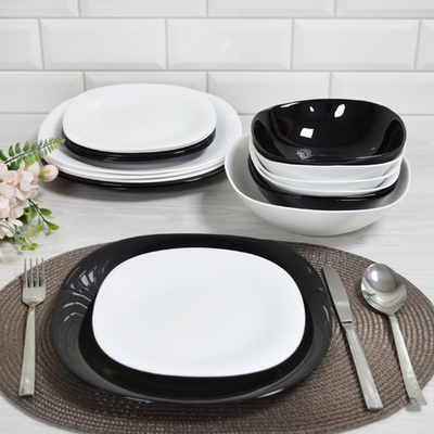 Столовый набор 19 предметов "WHITE/BLACK" (квадрат.) (992090)