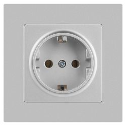 Розетка Intro Accent 6-202-03 2P+E Schuko 16А-250В IP20 СУ AL/CU алюминий | Intro