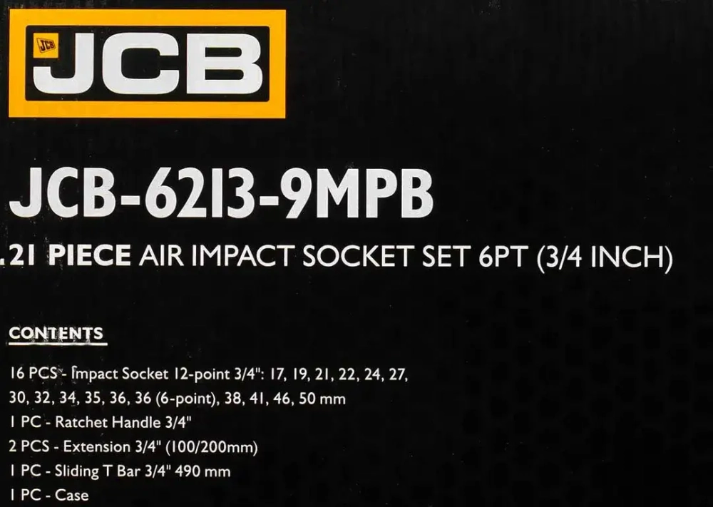 Набор инструментов ударных 21пр. 3/4''(12гр.) JCB JCB-6213-9MPB