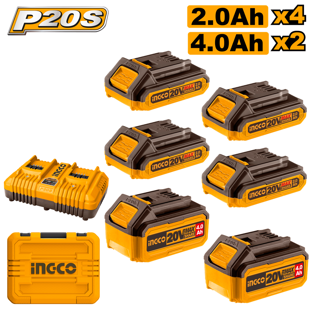 Набор аккумуляторов и зарядного устройства в кейсе INGCO COSLI230701 INDUSTRIAL 4x2 Ач, 2x4 Ач Набор аккумуляторов и зарядного устройства в кейсе INGCO COSLI230701 INDUSTRIAL 4x2 Ач, 2x4 Ач