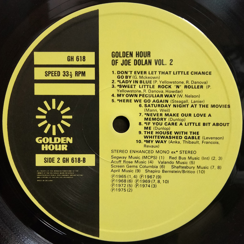 Joe Dolan / Golden Hour Of Joe Dolan Vol.2 (LP)