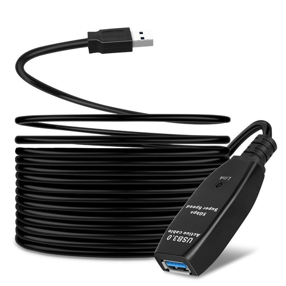 Активный USB 3.0 удлинитель 15м с возможностью подсоединения питания
