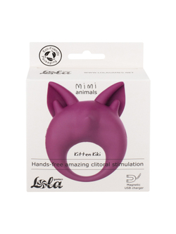 Перезаряжаемое кольцо для клиторальной стимуляции MiMi Animals Kitten Kiki Purple 7200-03lola