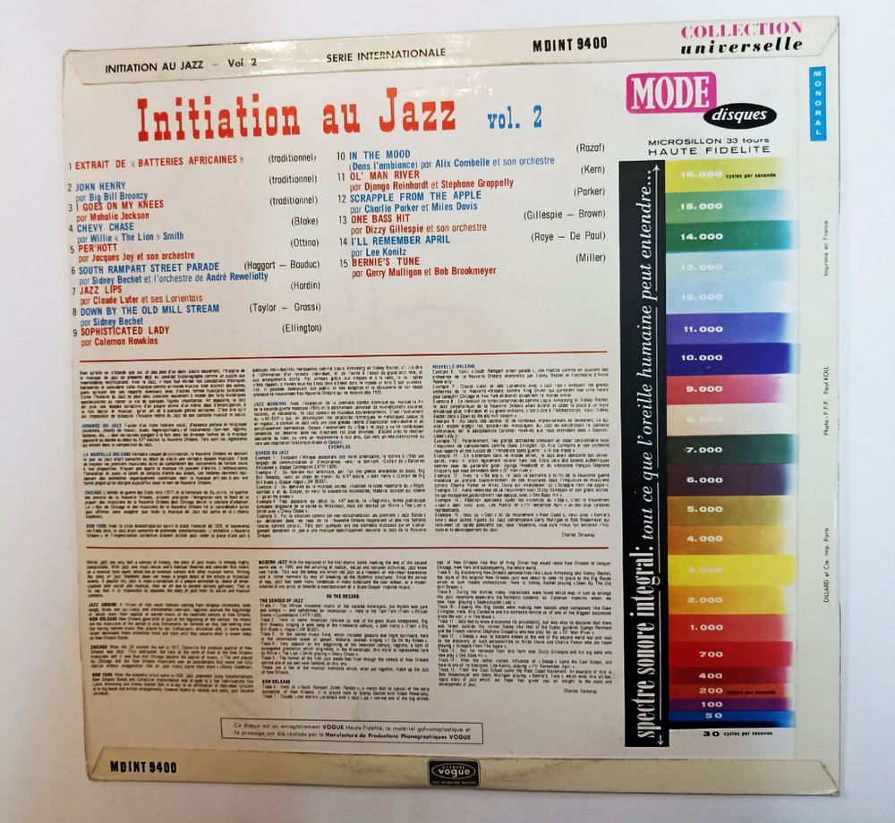 Винтажная виниловая пластинка LP Сборник Initiation Au Jazz Vol.2 (France 1966)