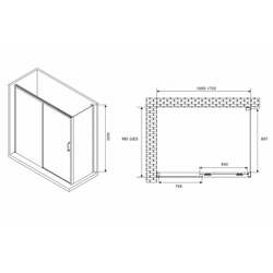 Душевой уголок Abber Komfort 170x100 AG93170B-S102B профиль Черный стекло прозрачное