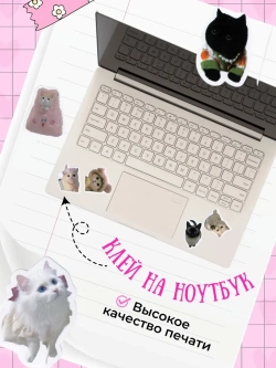 Наклейки милые мемные котики 60 шт