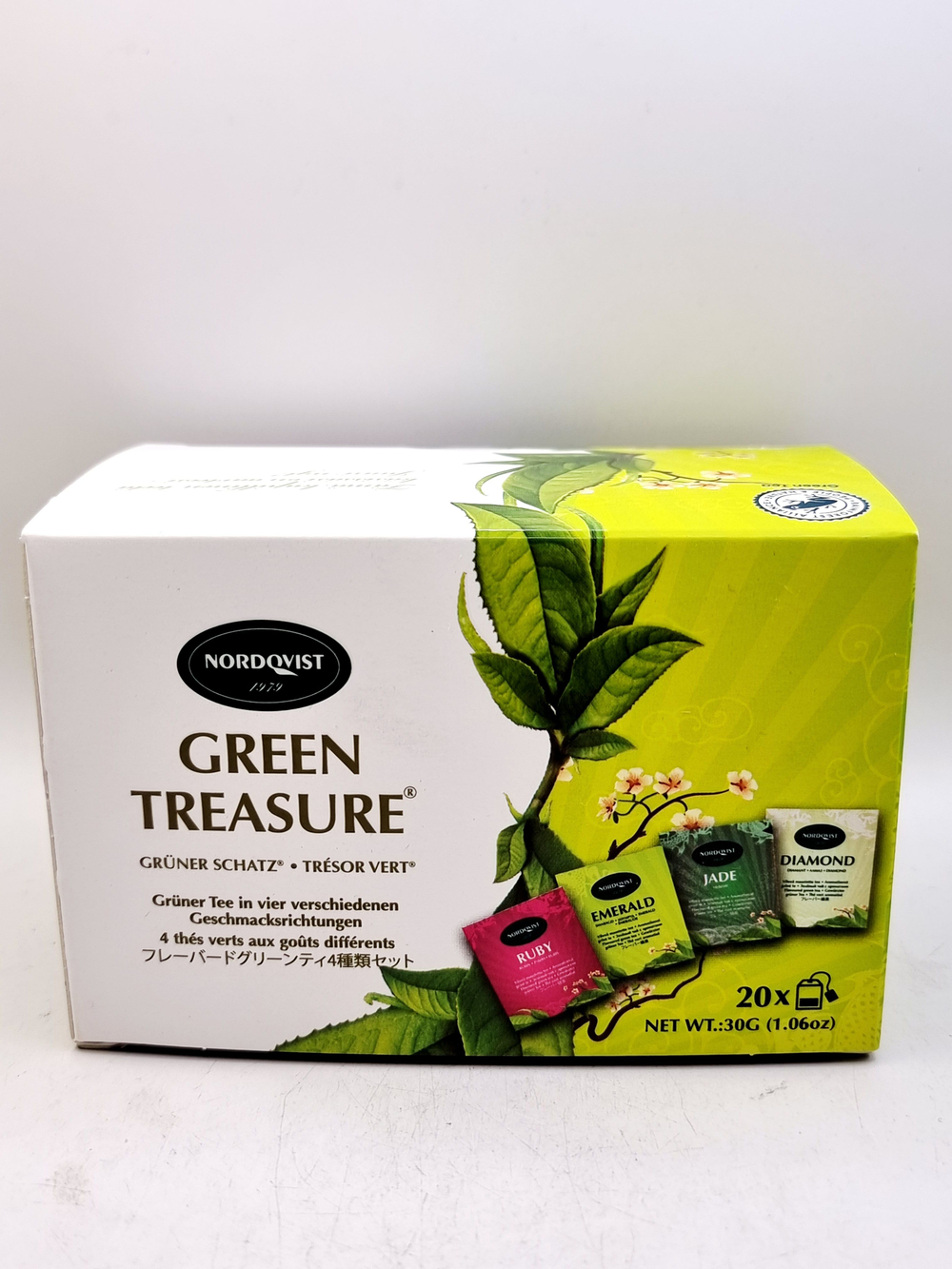 Чай зеленый Nordqvist Green Treasure "Зеленое сокровище" 4 вкуса 20 пакетиков (из Финляндии)