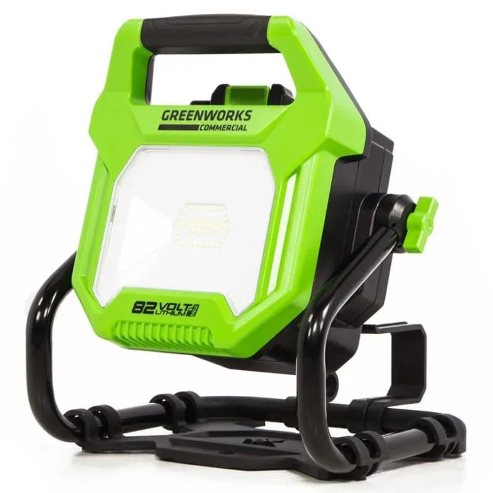 LED-прожектор Greenworks G82WLH с гибридным питанием, 82V / 220V, 1250/2500 лм, крюк для подвеса, крепление на стену, кабель 30 см, без АКБ и ЗУ