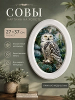 Картина на холсте в овальной раме «Совы» 27*37 см
