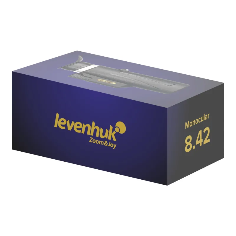 Монокуляр Levenhuk New Wise PLUS 8x42 упаковка с изображением устройства