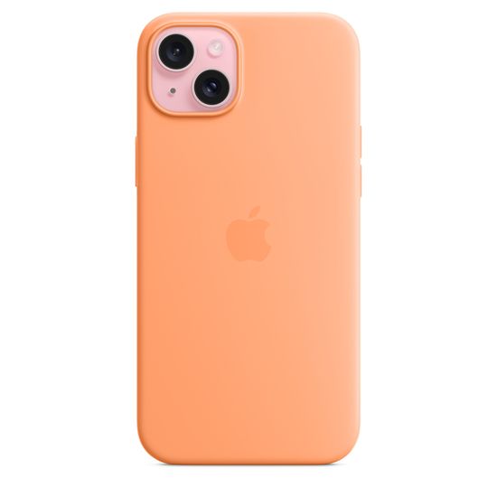 Силиконовый чехол для iPhone 15 с MagSafe (Оранжевый)