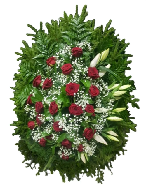 Похоронный венок из живых цветов №23 (160 см)